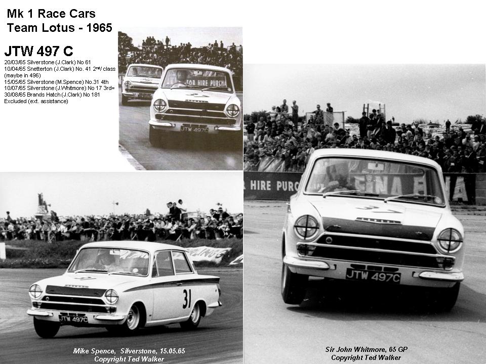 Jim Clark in the Team Lotus Cortina seen here lifting a wheel through